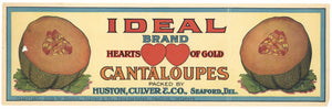 Ideal Brand Vintage Seaford Delaware Melon Crate Label, damage