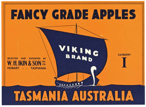 Viking Brand Vintage Tasmania Australia Apple Crate Label, I