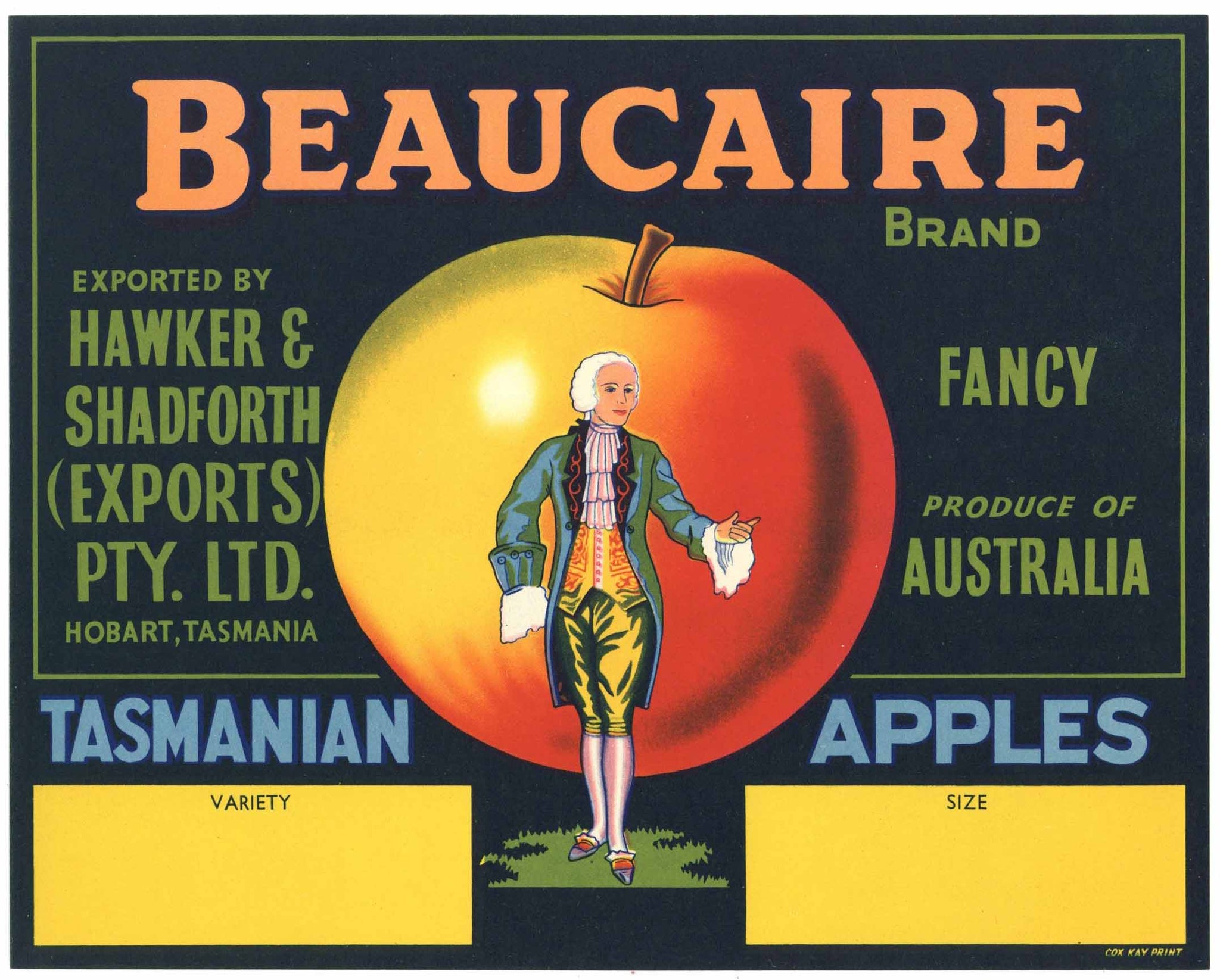 Beaucaire Brand Tasmania Australia Apple Crate Label