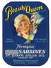 Beauty Queen Brand Vintage Norwegian Sardine Label