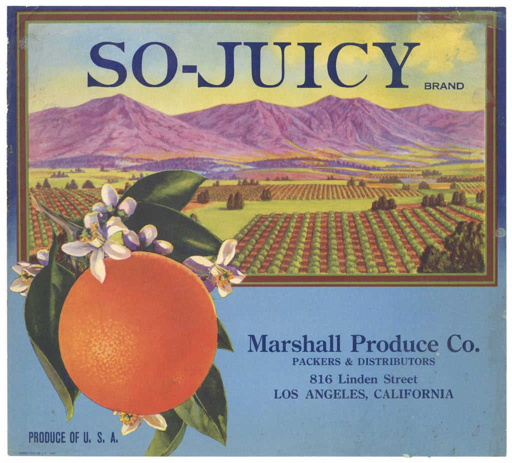 So-Juicy Brand Vintage Orange Crate Label