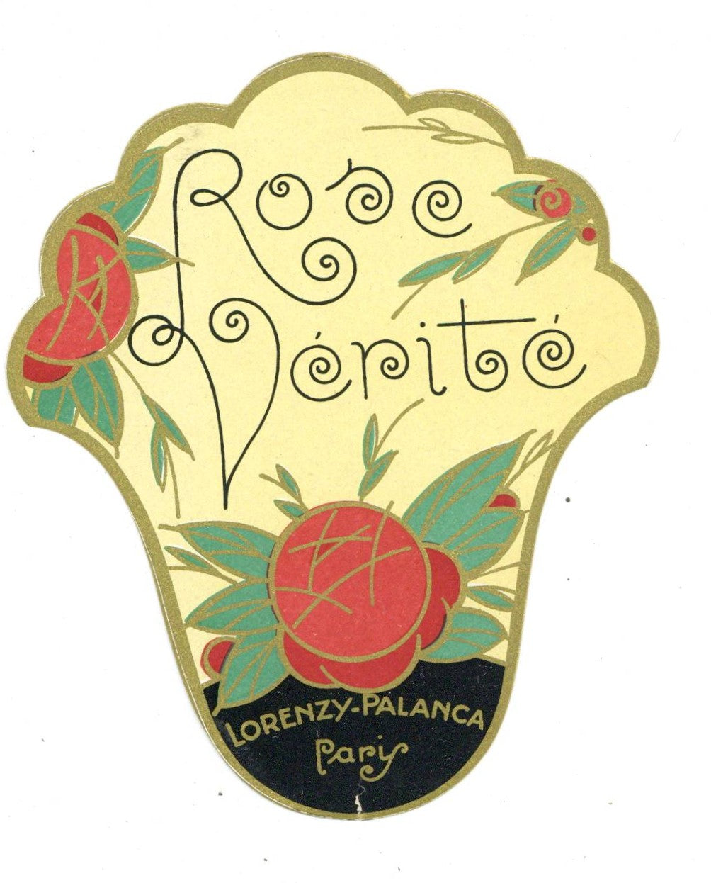Rose Verite Brand Vintage Paris France Perfume Bottle Label