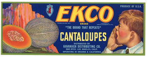 Ekco Brand Vintage Cantaloupe Crate Label, melon