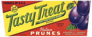 Tasty Treat Brand Vintage Yakima Washington Prune Crate Label