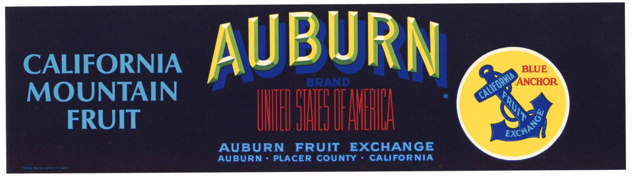 Auburn Brand Vintage Auburn California Fruit Crate Label