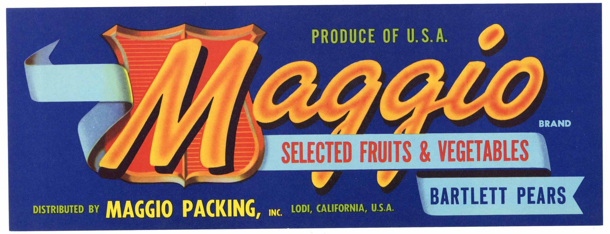 Maggio Brand Vintage Lodi California Pear Crate Label, lug