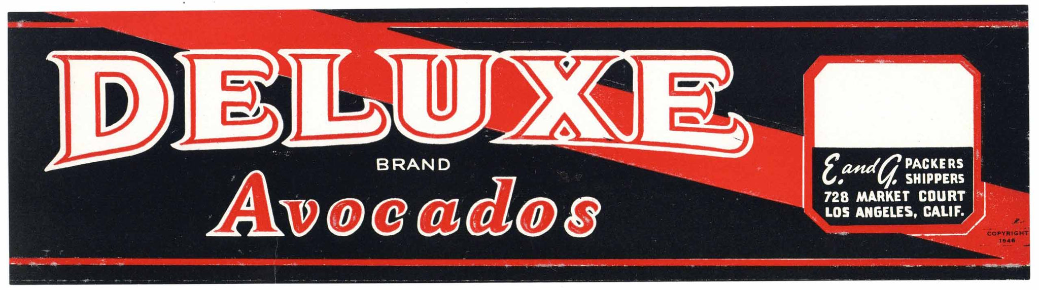 Deluxe Brand Vintage California Avocado Crate Label