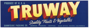 Truway Brand Vintage Fresno California Produce Crate Label, red shade