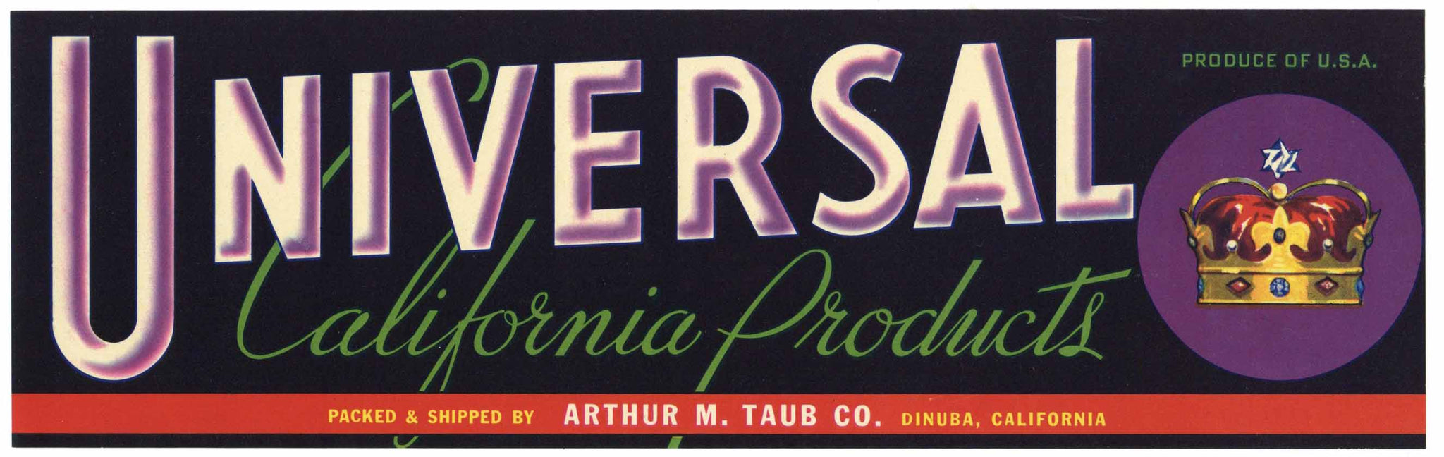 Universal Brand Vintage Dinuba California Fruit Crate Label