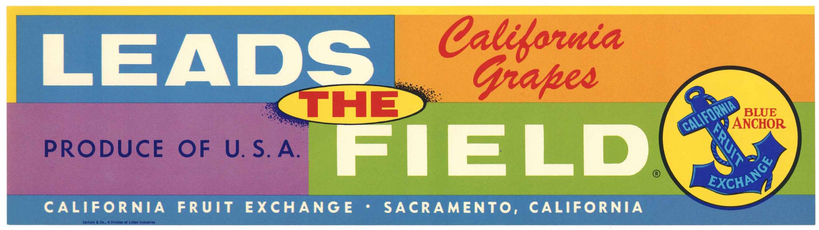 Leads The Field Brand Vintage California Grape Crate Label – thelabelman