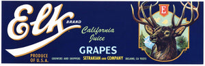 Elk Brand Vintage Delano California Grape Crate Label