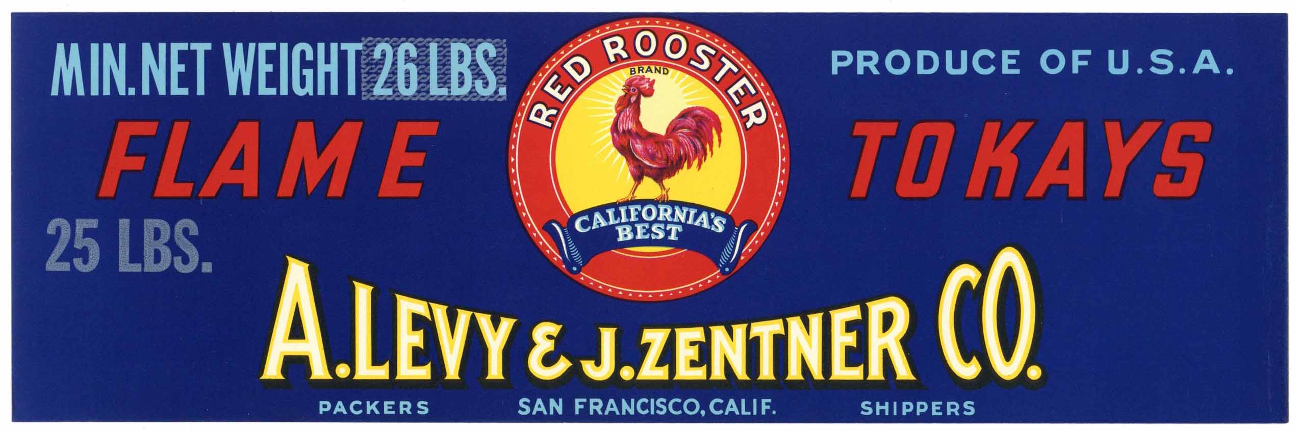 Red Rooster Brand Vintage Flame Tokay Grape Crate Label – thelabelman