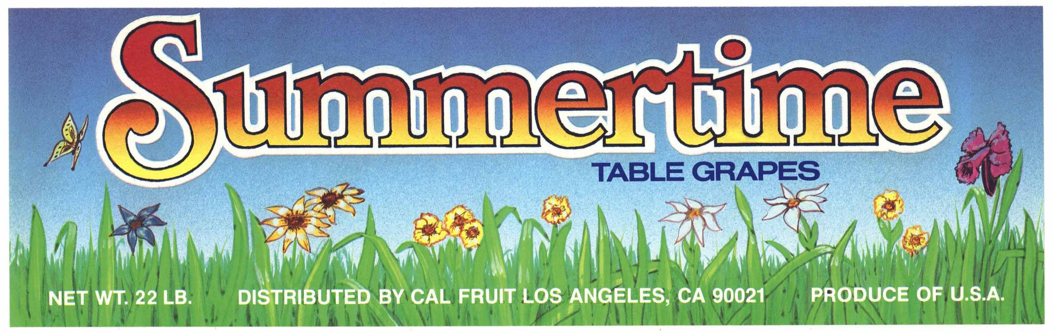 Summertime Brand Vintage California Grape Crate Label