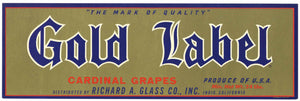 Gold Label Brand Vintage Indio California Grape Crate Label, Cardinal