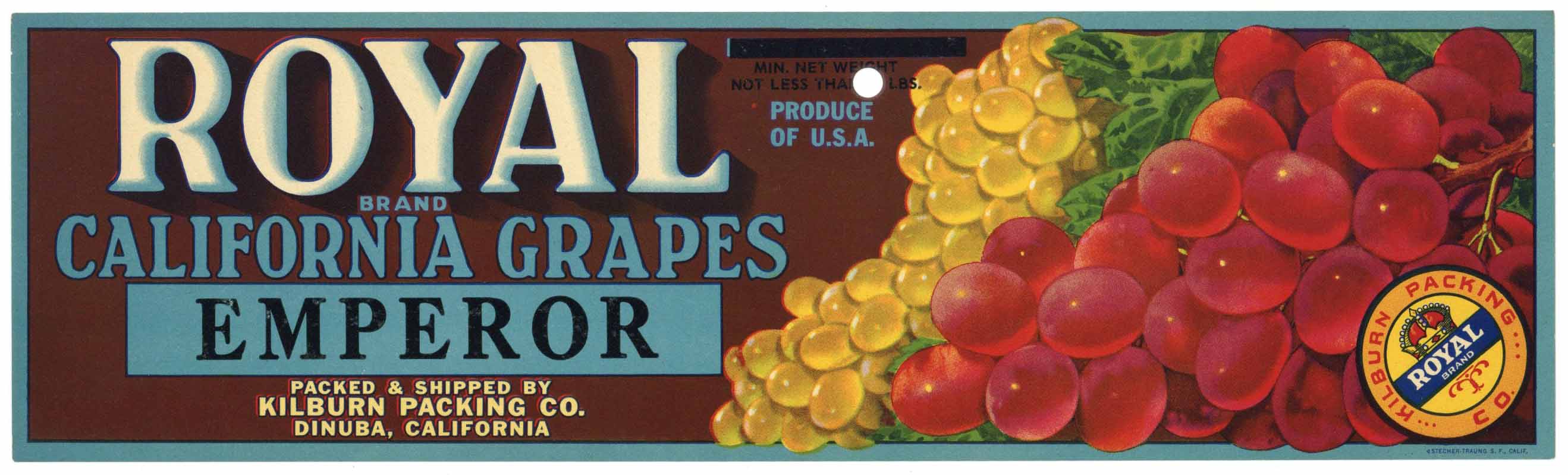 Royal Brand Vintage Dinuba California Grape Crate Label, hole – thelabelman