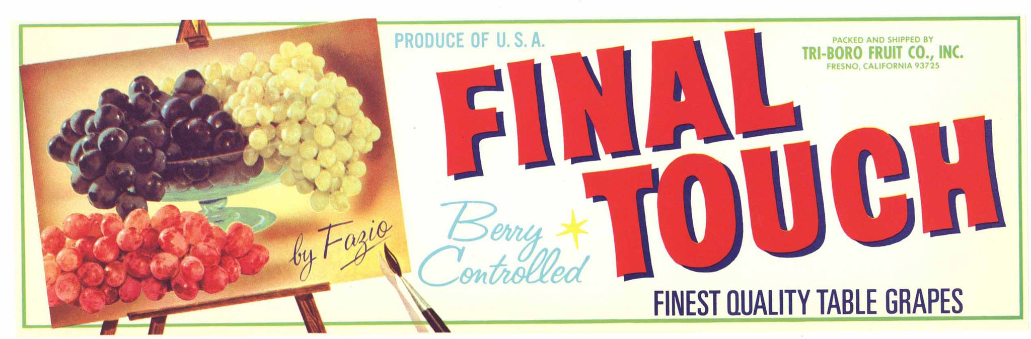 Final Touch Brand Vintage Fresno California Grape Crate Label