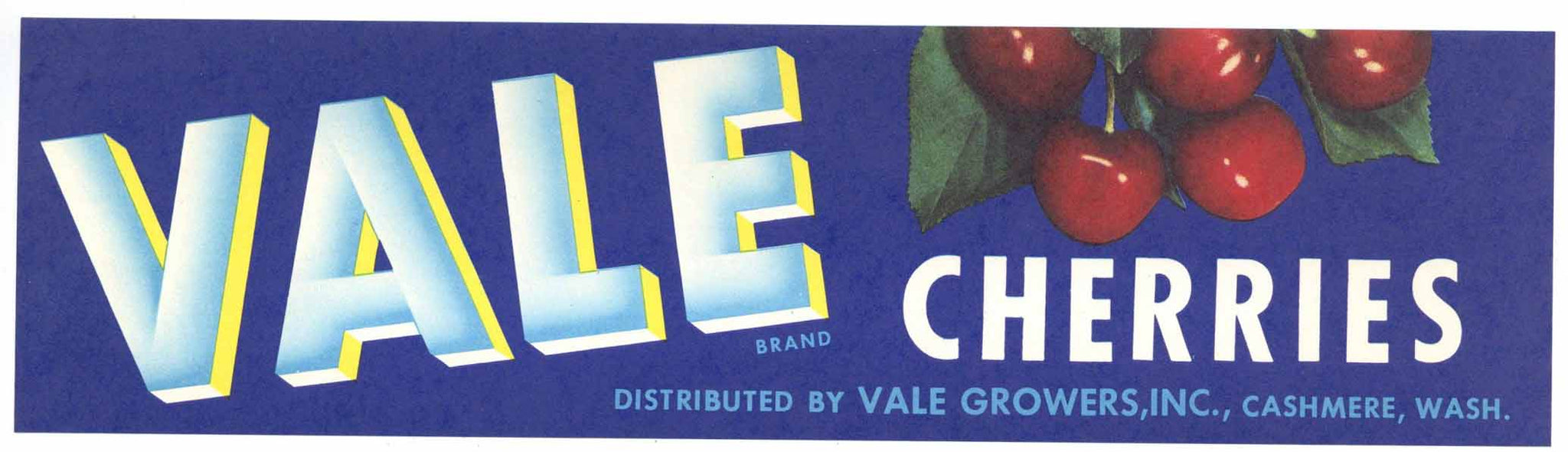 Vale Brand Vintage Cashmere Washington Cherry Crate Label