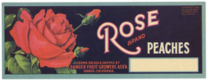 Rose Brand Vintage Sanger California Peach Crate Label