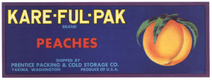 Kare-Ful-Pak Brand Vintage Yakima Washington Peach Crate Label