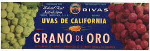 Grano De Oro Brand Vintage Fresno California Grape Crate Label