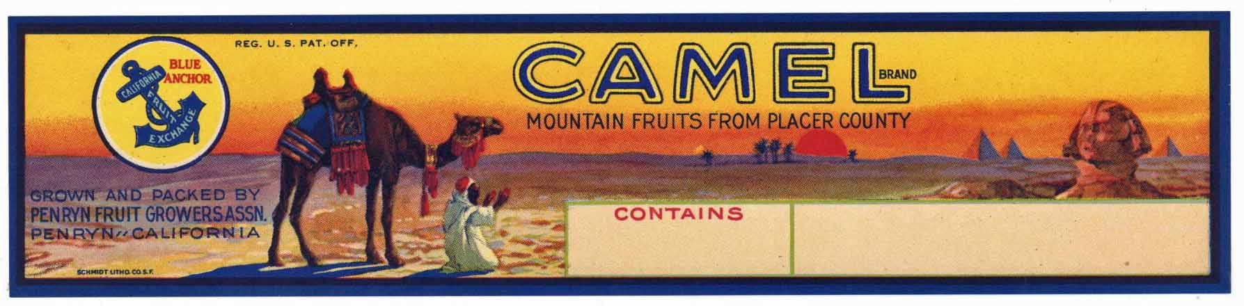 Camel Brand Vintage Penryn California Cherry Crate Label