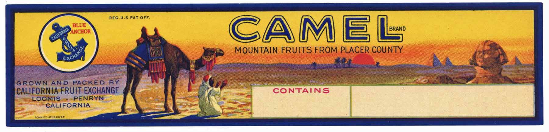 Camel Brand Vintage Loomis California Cherry Crate Label