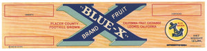 Blue X Brand Vintage Loomis California Cherry Crate Label, 12 lb.