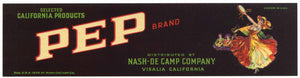 Pep Brand Vintage Visalia California Cherry Crate Label