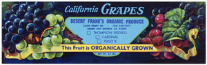 Desert Frank's Brand Vintage Desert Hot Springs California Grape Crate Label