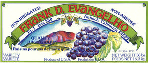 Frank D. Evangelho Brand Vintage Wine Grape Crate Label