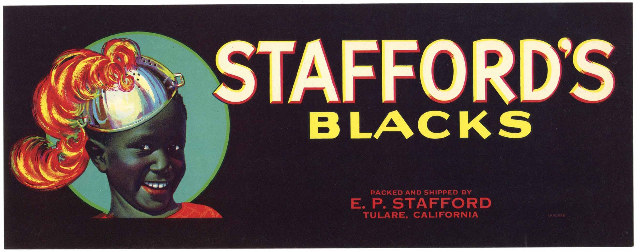 Stafford's Blacks Brand Vintage Grape Crate Label, tall