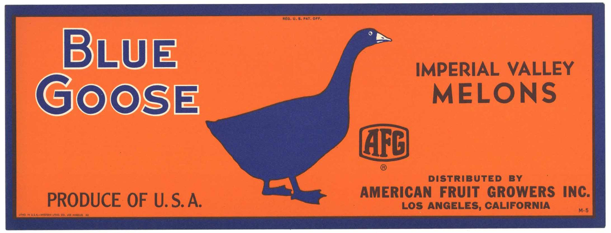 Blue Goose Brand Vintage Imperial Valley California Cantaloupe Crate Label, melon