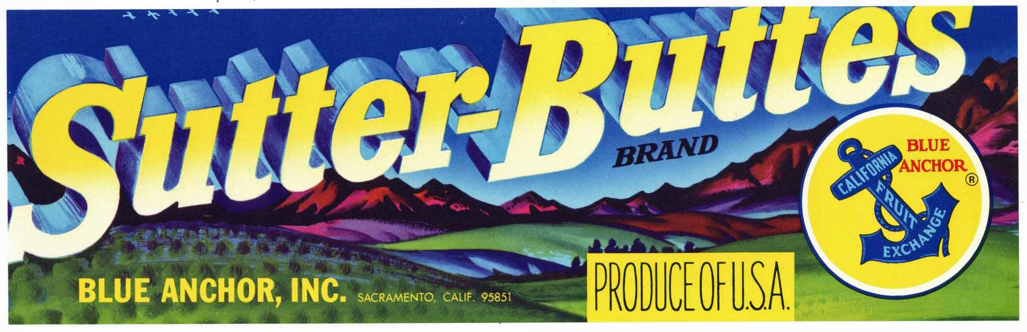 Sutter Buttes Brand Vintage Sacramento Produce Crate Label