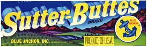 Sutter Buttes Brand Vintage Sacramento Produce Crate Label