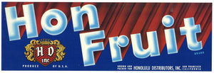 Hon Fruit Brand Vintage Fruit Crate Label