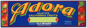 Adora Brand Vintage Orosi California Fruit Crate Label