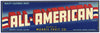 All-American Brand Vintage Fresno California Fruit Crate Label