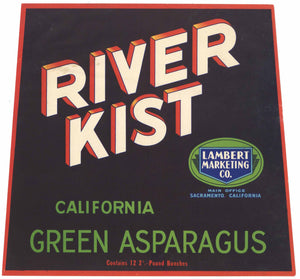 River Kist Brand Vintage Sacramento California Asparagus Crate Label