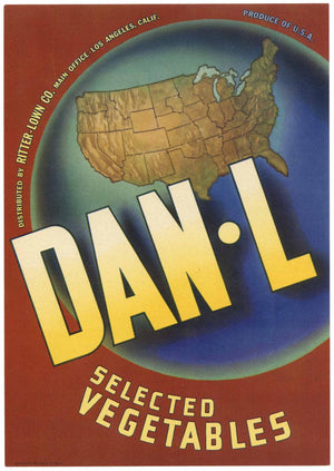 Dan - L Brand Vintage California Vegetable Crate Label