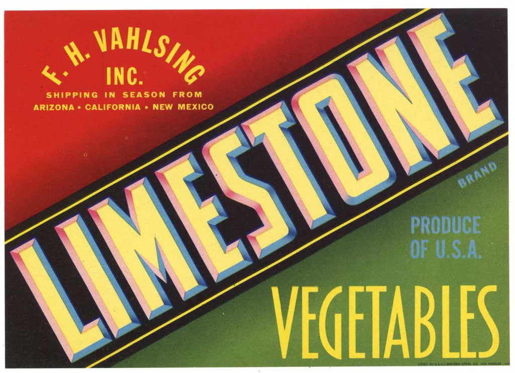 Limestone Brand Vintage Bakersfield California Vegetable Crate Label ...