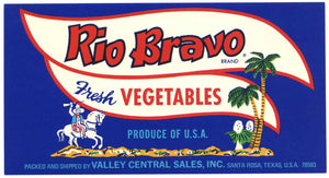 Rio Bravo Brand Vintage Santa Rosa Texas Vegetable Crate Label