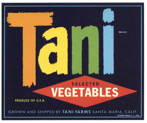 Tani Brand Vintage Santa Maria California Vegetable Crate Label