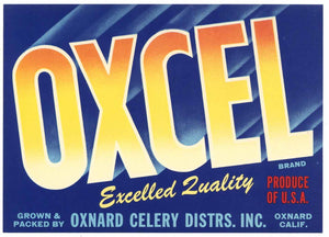 Oxcel Brand Vintage Oxnard California Vegetable Crate Label