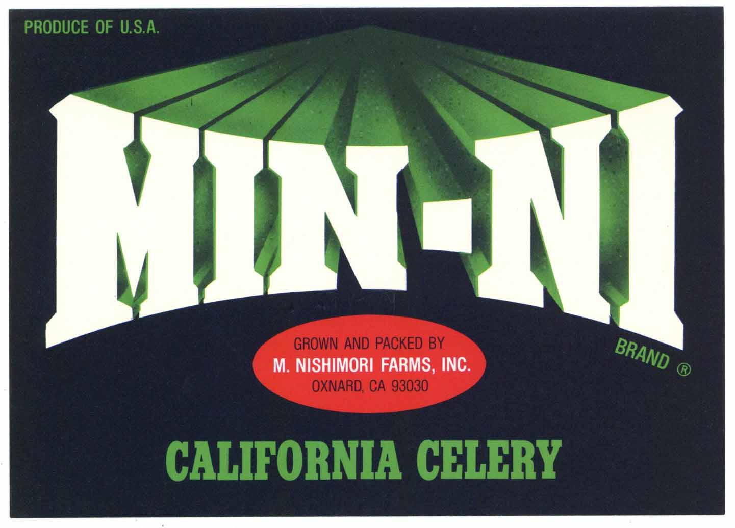 Min-Ni Brand Vintage Oxnard California Vegetable Crate Label