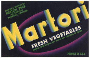 Martori Brand Vintage Phoenix Arizona Vegetable Crate Label