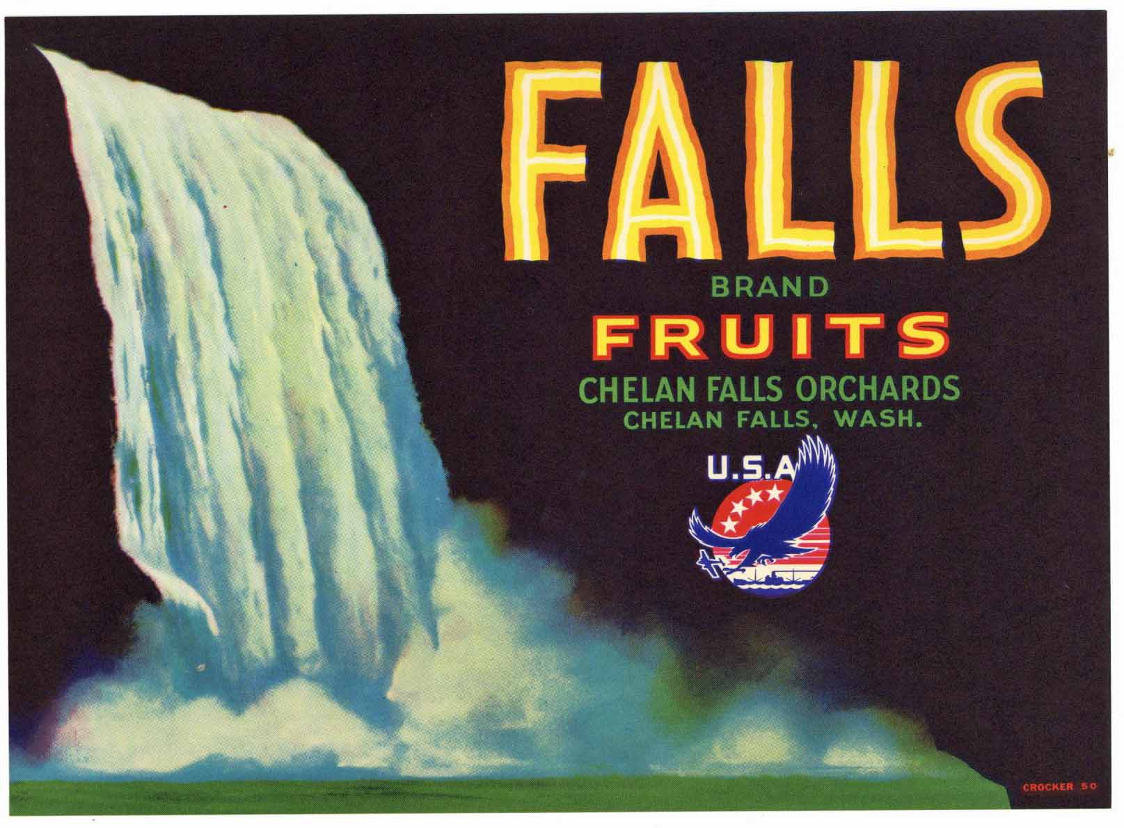 Falls Brand Vintage Chelan Washington Apple Crate Label gift pack size