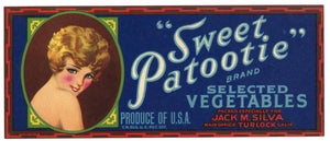 Sweet Patootie Brand Vintage Vegetable Crate Label, s