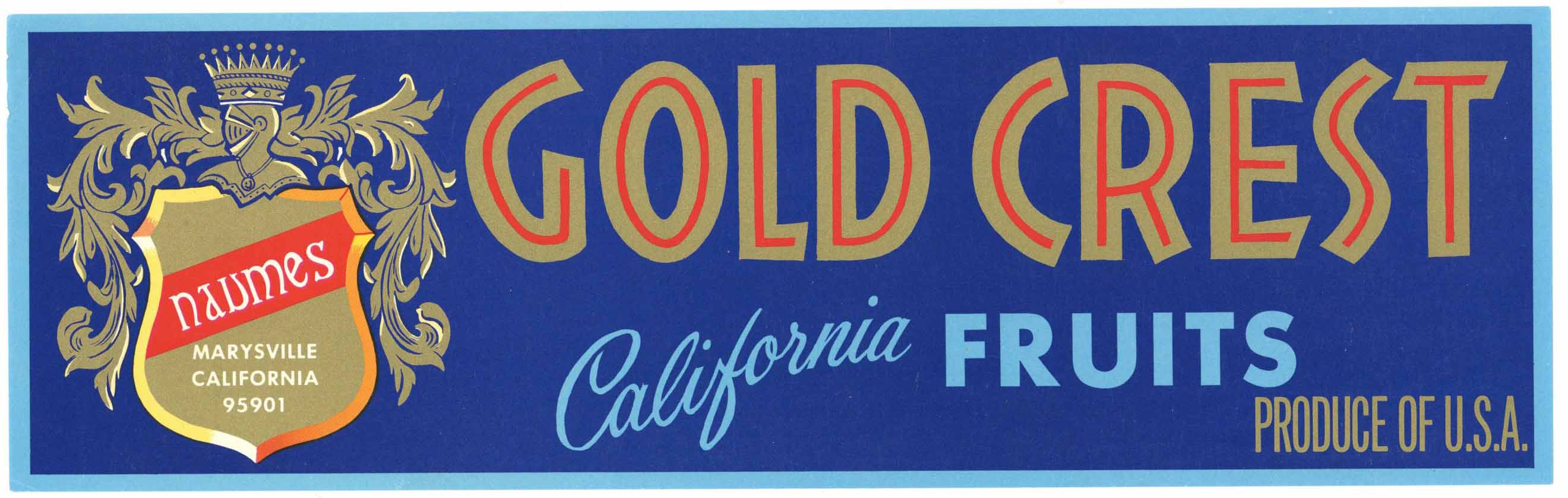 Gold Crest Brand Vintage Fruit Crate Label, Naumes – thelabelman