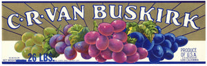 C. R. Van Buskirk Brand Vintage Lodi California Grape Crate Label, 26 LBS overprint