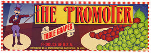 The Promoter Brand Vintage Bakersfield California Grape Crate Label